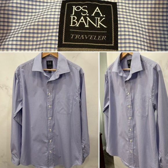 Jos. A. Bank Other - Jos A Bank Men’s Traveler Stretch, Slim Fit Blue/white/purple Button Up 16.5/36